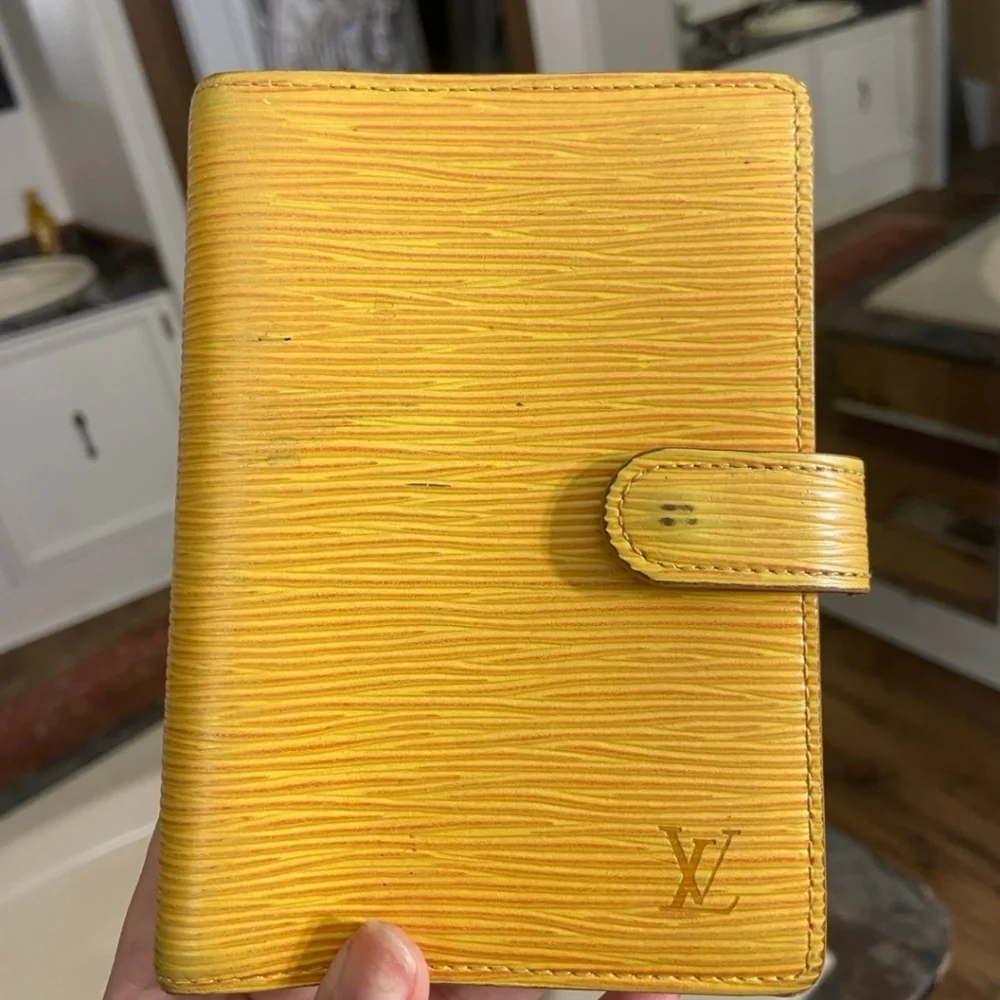 Louis Vuitton Preloved Yellow Leather Agenda  Was Mine Dust Cover Code